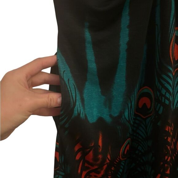 Meghan Los Angeles Women’s Peacock Bird Beaded Cinch Front Mini Dress Small - Picture 5 of 7